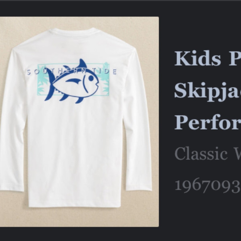 Southern Tide Kids White Long Sleeve Shirt
